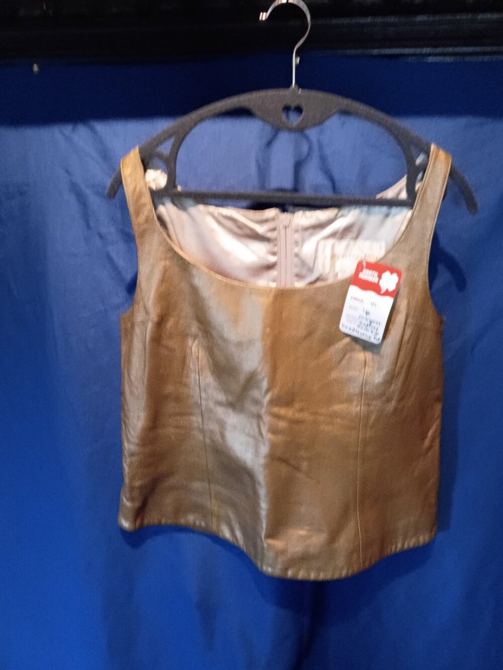 Very Vintage Gold lined leather vest